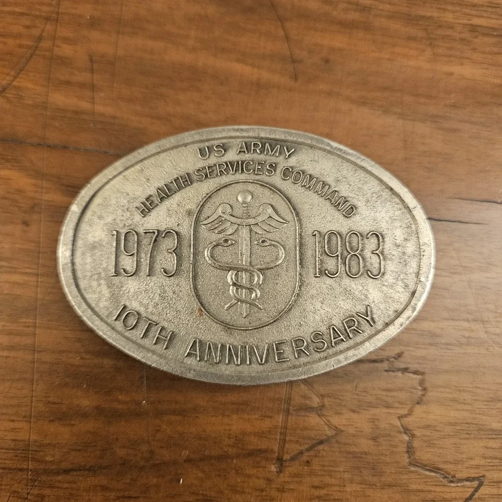 Vintage 1983 US Army‎ Health Service Command 10th Anniversary Belt Buckle